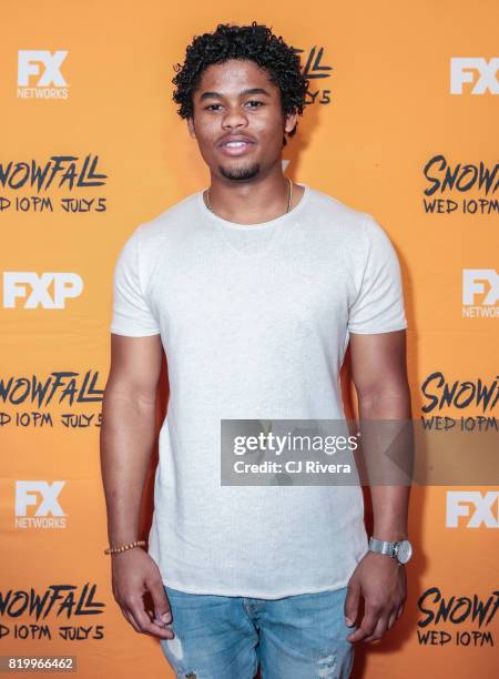 Actor Isaiah John attends the New York screening of 'Snowfall' at The Schomburg Center for Research in Black Culture on July 20, 2017 in New York...