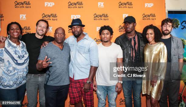 Michael Hyatt, Dave Andron, John Singleton, Amin Joseph, Isaiah John, Damson Idris, Angela Lewis, and Carter Hudson attend the New York screening of...