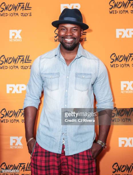 Actor Amin Joseph attends the New York screening of 'Snowfall' at The Schomburg Center for Research in Black Culture on July 20, 2017 in New York...