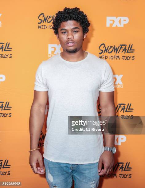 Actor Isaiah John attends the New York screening of 'Snowfall' at The Schomburg Center for Research in Black Culture on July 20, 2017 in New York...