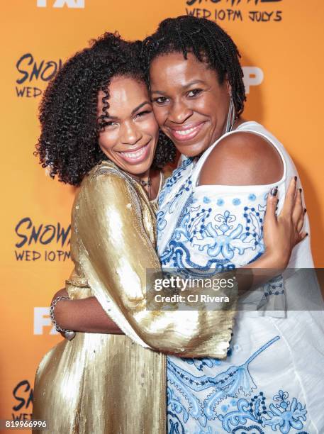 Angela Lewis and Michael Hyatt attend the New York screening of 'Snowfall' at The Schomburg Center for Research in Black Culture on July 20, 2017 in...