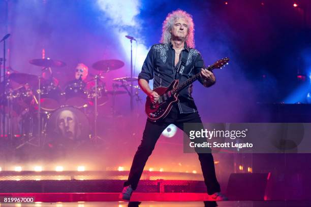 Brian May of Queen performs at The Palace of Auburn Hills on July 20, 2017 in Auburn Hills, Michigan.