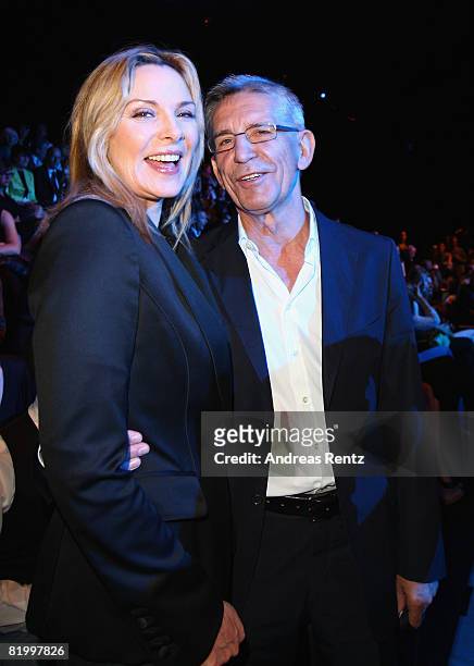 Actress Kim Cattrall and Gerd Strehle attend the Mercedes Benz Fashion week spring/summer 2009 ready-to-wear fashion show of Strenesse Blue on July...
