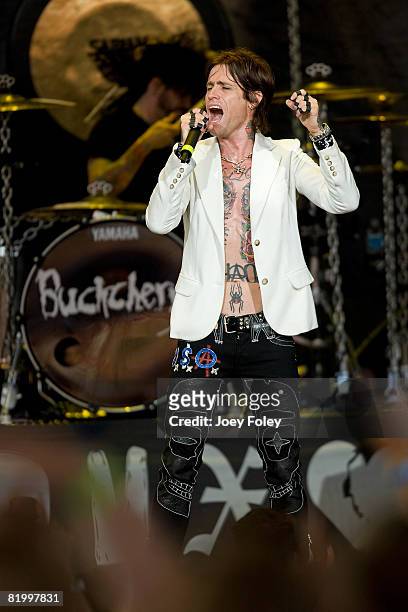 Josh Todd of the rock band BuckCherry performs live during Crue Fest 2008 at the Verizon Wireless Music Center on July 18, 2008 in Noblesville,...
