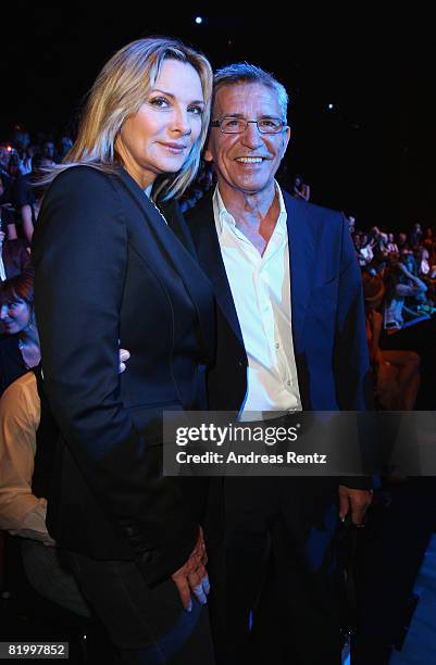 Actress Kim Cattrall and Gerd Strehle attend the Mercedes Benz Fashion week spring/summer 2009 ready-to-wear fashion show of Strenesse Blue on July...