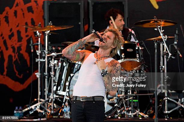 Lead singer James Michael of the rock band Sixx:A.M. Performs live during Crue Fest 2008 at the Verizon Wireless Music Center on July 18, 2008 in...
