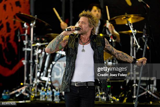 Lead singer James Michael of the rock band Sixx:A.M. Performs live during Crue Fest 2008 at the Verizon Wireless Music Center on July 18, 2008 in...