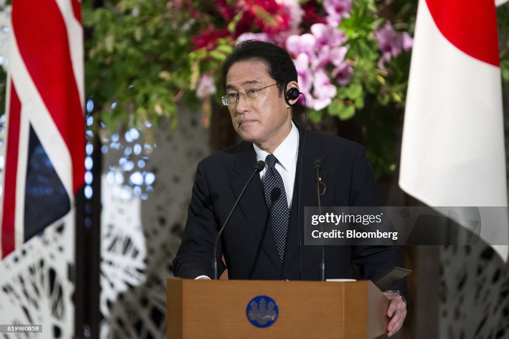 U.K. Foreign Secretary Boris Johnson And Japan Foreign Minister Fumio Kishida Hold Strategic Dialogue