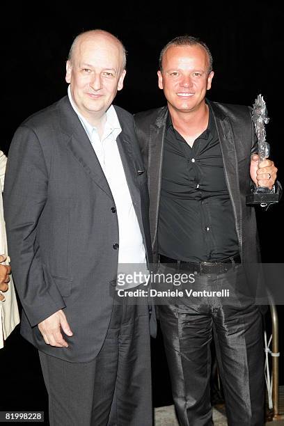 Minister Alfredo Bondi and singer Gigi D'Alessio attend day three of the Ischia Global Film And Music Festival on July 18, 2008 in Ischia, Italy.