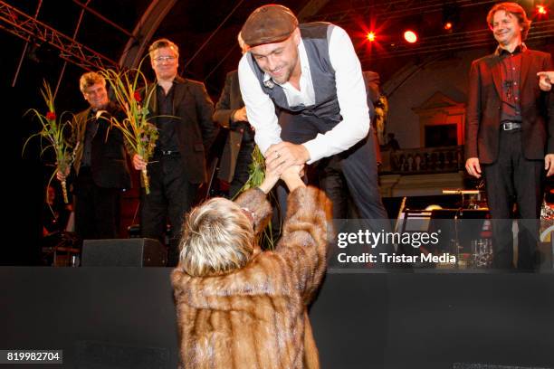 Max Mutzke and Gloria von Thurn und Taxis during his concert at the Thurn & Taxis Castle Festival 2017 on July 20, 2017 in Regensburg, Germany.