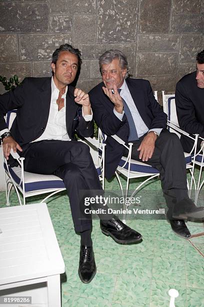 Actors Giulio Base and Giancarlo Giannini attend day three of the Ischia Global Film And Music Festival on July 18, 2008 in Ischia, Italy.