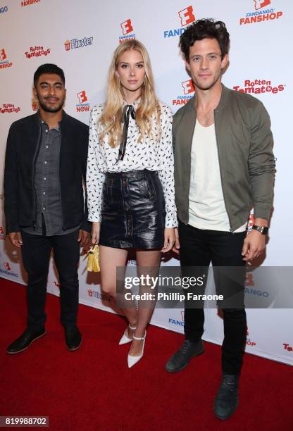 Actors Ritesh Rajan, Emma Ishta and Kyle Harris attend the Comic-Con International 2017 Fandango opening night party with special performance by Elle...