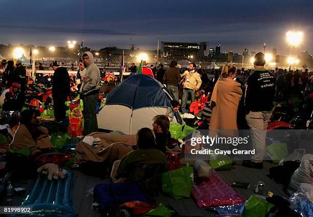 Pilgrims camp out under the stars ahead of the evening vigil, consisting of music and song, a ceremony of candlelight and a representation of the 10...