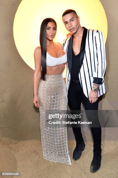 Kim Kardashian and Olivier Rousteing at BALMAIN celebrates first Los Angeles boutique opening and Beats by Dre collaboration on July 20, 2017 in...