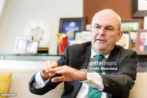 Steven Joyce, New Zealand's finance minister, speaks during an interview in his office in Wellington, New Zealand, on Friday, July 21, 2017....