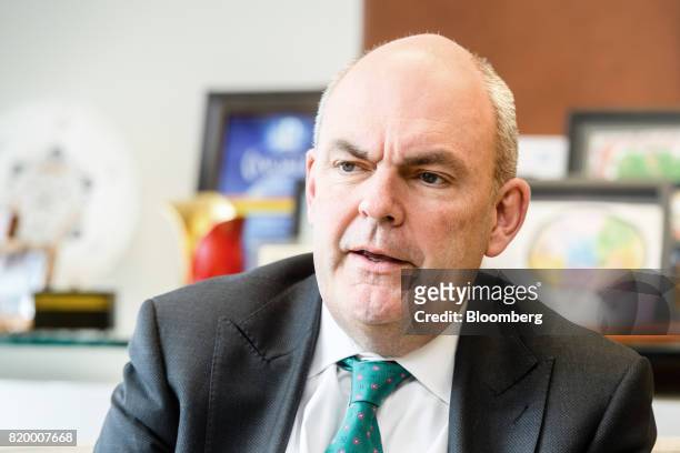 Steven Joyce, New Zealand's finance minister, speaks during an interview in his office in Wellington, New Zealand, on Friday, July 21, 2017....