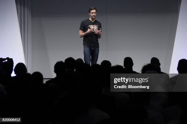 Miguel McKelvey, co-founder and chief creative officer of WeWork Cos., speaks at the SoftBank World 2017 event in Tokyo, Japan, on Friday, July 21,...