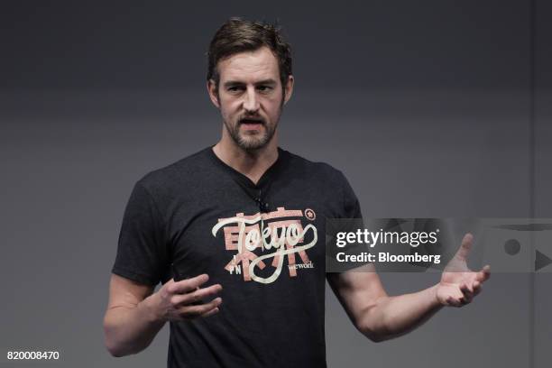 Miguel McKelvey, co-founder and chief creative officer of WeWork Cos., speaks at the SoftBank World 2017 event in Tokyo, Japan, on Friday, July 21,...