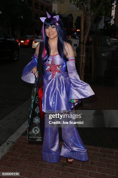 Guest dressed in cosplay attends the Comic-Con International 2017 - Fandango Opening Night Party at San Diego Convention Center on July 20, 2017 in...