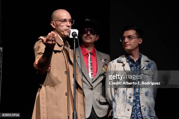 Musicians Carlos Chairez, Ulises Lozano and Gilberto Cerezo of the band "Kinky" attend Film Independent at LACMA's Bring The Noise: Wierd Science at...