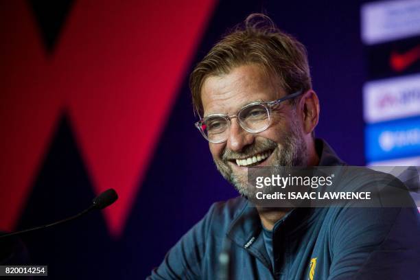 Liverpool manager Jurgen Klopp attends a press conference of the Premier League Asia Trophy football tournament in Hong Kong on July 21, 2017. -...