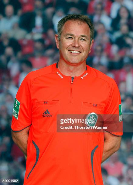 Dr. Helmut Fleischer, referee of the German Football Association poses during the DFB Referee Photocall at the Sportschule Kaiserau in Kamen near...