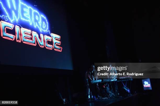 Musicians Carlos Chairez, Gilberto Cerezo and Ulises Lozano of the band "Kinky" attend Film Independent at LACMA's Bring The Noise: Wierd Science at...