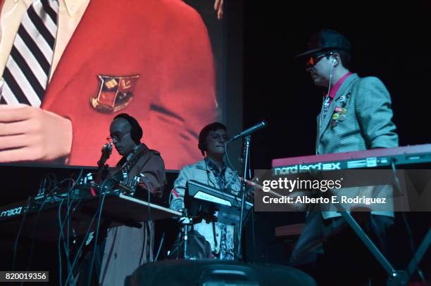 Musicians Carlos Chairez, Gilberto Cerezo and Ulises Lozano of the band "Kinky" attend Film Independent at LACMA's Bring The Noise: Wierd Science at...