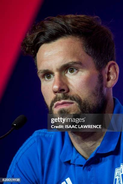 West Bromwich Albion player Ben Foster attends a press conference of the Premier League Asia Trophy football tournament in Hong Kong on July 21, 2017.