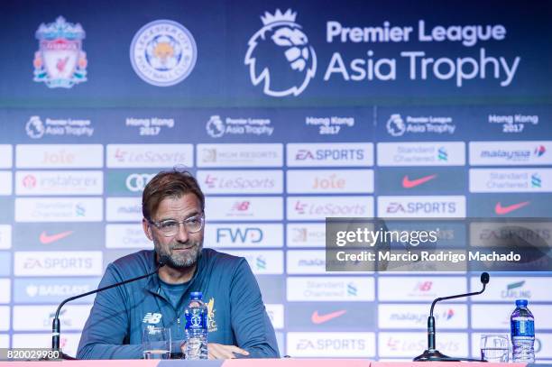 Liverpool FC head coach Jurgen Klopp speaks to the media during a Premier League Asia Trophy Press Conference at Grand Hyatt Hotel on July 21, 2017...