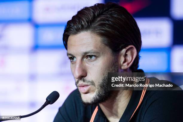Liverpool FC Midfielder Adam Lallana speaks to the media during a Premier League Asia Trophy Press Conference at Grand Hyatt Hotel on July 21, 2017...