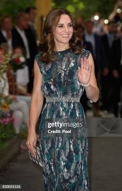 Catherine, Duchess of Cambridge attends a reception at Claerchen's Ballhaus dance hall during an official visit to Poland and Germany on July 20,...