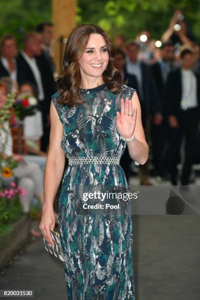 Catherine, Duchess of Cambridge attends a reception at Claerchen's Ballhaus dance hall during an official visit to Poland and Germany on July 20,...