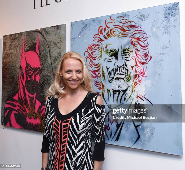 Daisy Lang arrvies at Val Kilmer's Pop-Up Art Exhibition - "Icon Go On, I'll Go On" VIP Opening Reception at The Gabba Gallery on July 20, 2017 in...