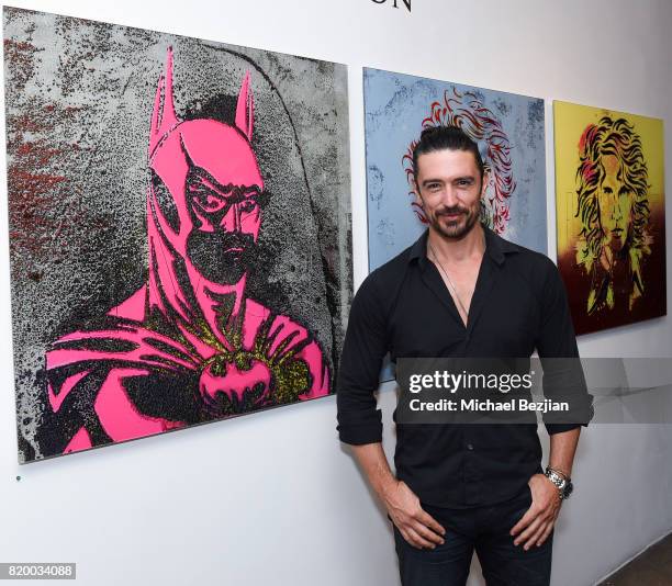 Adam Croasdell arrives at Val Kilmer's Pop-Up Art Exhibition - "Icon Go On, I'll Go On" VIP Opening Reception at The Gabba Gallery on July 20, 2017...