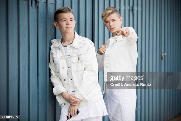 Pop singers Marcus & Martinus pose for a portrait session before honouring Crown Princess Victoria on the ocassion of her 40th birthday at...