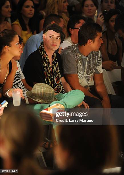 Designer Richie Rich watches Ed Hardy Swimwear 2009 collection fashion show during Mercedes-Benz Fashion Week Swim at the Raleigh Hotel on July 18,...