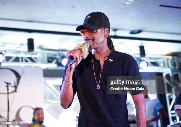 Snoop Dogg performs at the Philip R. Shawe Scholarship Competition at 1 Hotel Brooklyn Bridge on July 20, 2017 in the Brooklyn borough of New York...