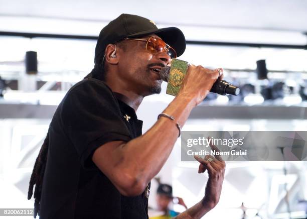 Snoop Dogg performs at the Philip R. Shawe Scholarship Competition at 1 Hotel Brooklyn Bridge on July 20, 2017 in the Brooklyn borough of New York...