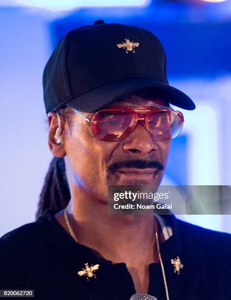 Snoop Dogg performs at the Philip R. Shawe Scholarship Competition at 1 Hotel Brooklyn Bridge on July 20, 2017 in the Brooklyn borough of New York...