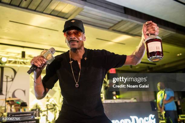 Snoop Dogg performs at the Philip R. Shawe Scholarship Competition at 1 Hotel Brooklyn Bridge on July 20, 2017 in the Brooklyn borough of New York...