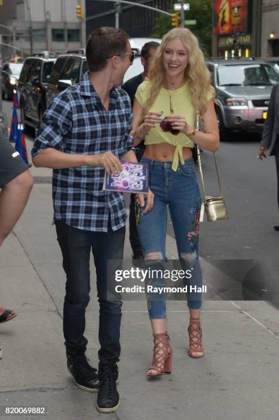 Musician Matt Bellamy and model Elle Evan is seen in Midtown on July 20, 2017 in New York City.