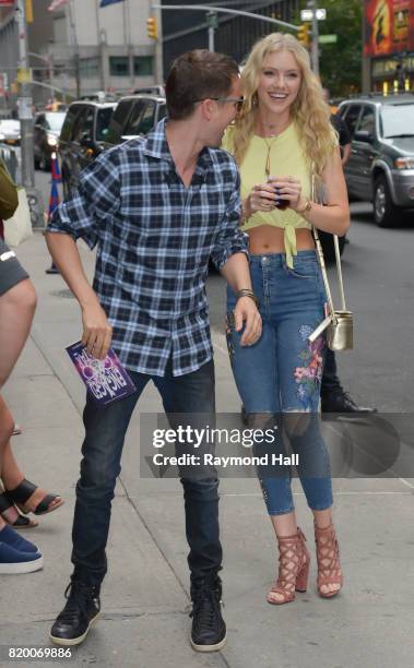 Musician Matt Bellamy and model Elle Evan is seen in Midtown on July 20, 2017 in New York City.