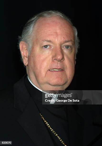 New York Archbishop Edward Cardinal Egan delivers the opening remarks for the premiere of "The Face: 2000 Years of Jesus In Art" March 31, 2001 at...