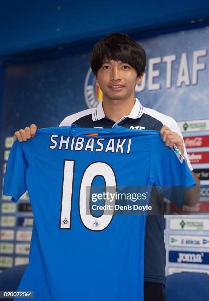 Gaku Shibasaki is unveiled to the press as a new signing for newly promoted La Liga team Getafe C.F. S.A.D. At Coliseum Alfonso Perez on July 21,...