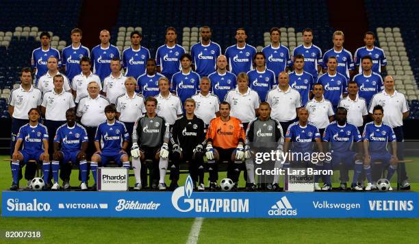 The team of Schalke Rafinha, Ze Roberto, Levan Kenia, goalkeeper Ralf Faehrmann, goalkeeper Manuel Neuer, goalkeeper Mathias Schober, goalkeeper...