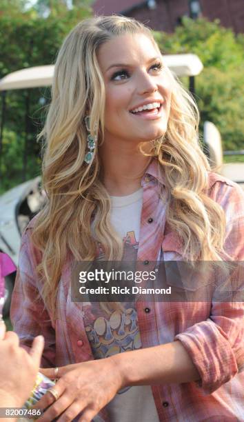 Songwriter Jessica Simpson backstage before Jessica does first live performance in 3 years debuting music from her forthcoming Country Album at the...