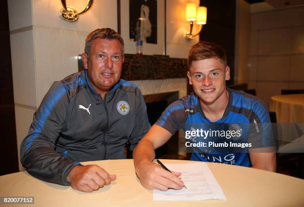 Harvey Barnes signs new contract for Leicester City FC during their pre-season tour of Hong Kong on July 21st , 2017 in Hong Kong, Hong Kong.