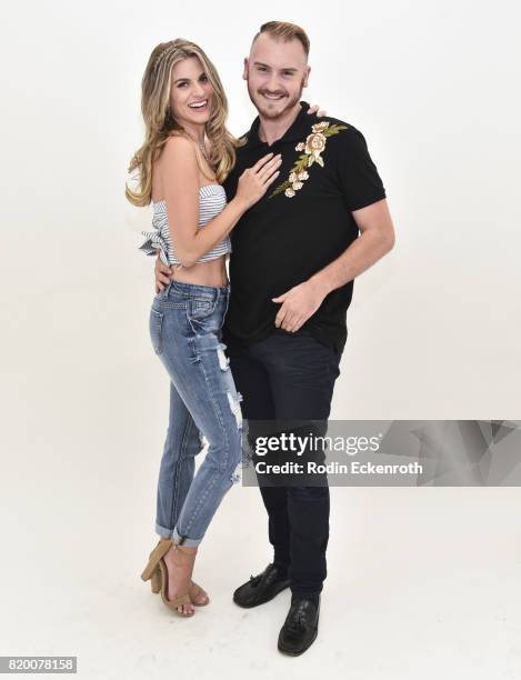 Rachel McCord and Joseph Harris pose for portrait at XES: Sip, Shop, Slay at Therapy LA on July 20, 2017 in Los Angeles, California.