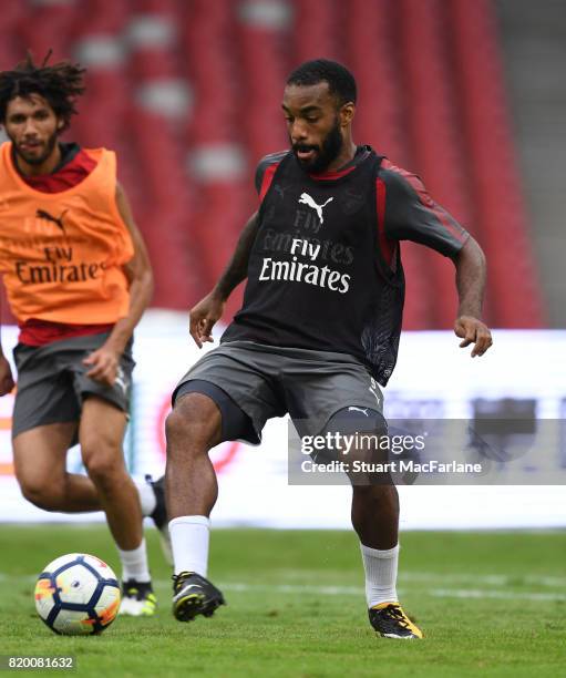 Alexandre Lacazette of Arsenal during a training session at the Birds Nest stadium on July 21, 2017 in Beijing, China.